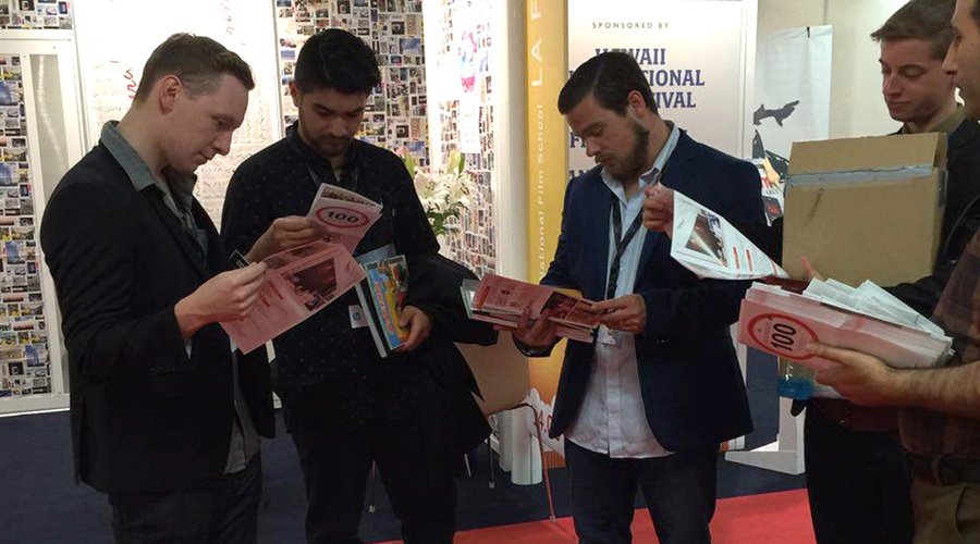 100sec Film Festival booth in Cannes, France